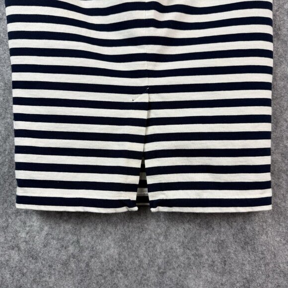 J. Crew Cotton Stretch Pencil Skirt Size 0 Navy Blue Striped Nautical Preppy‎ - Picture 7 of 15
